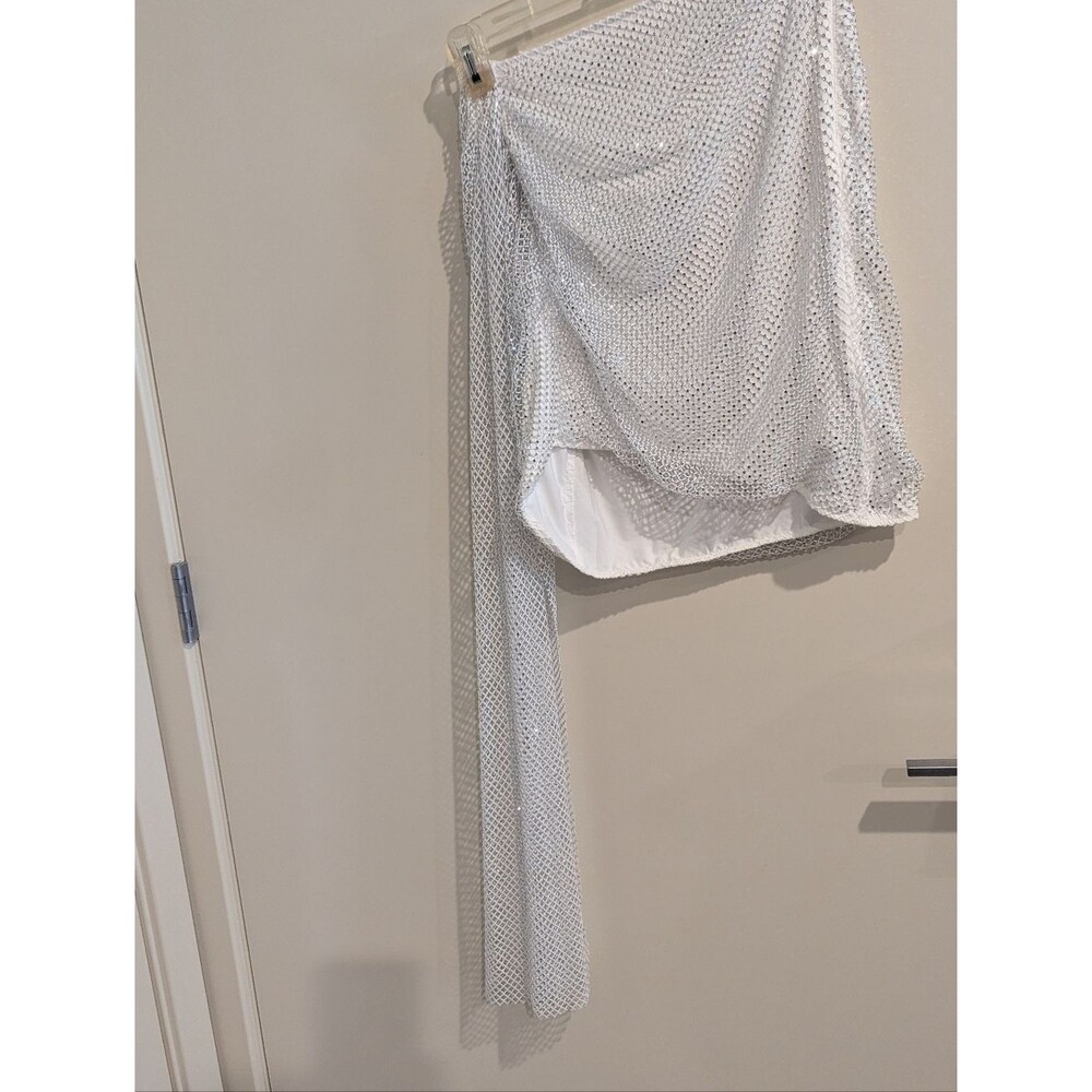 Silver Mesh Draped Skirt with Tie Detail